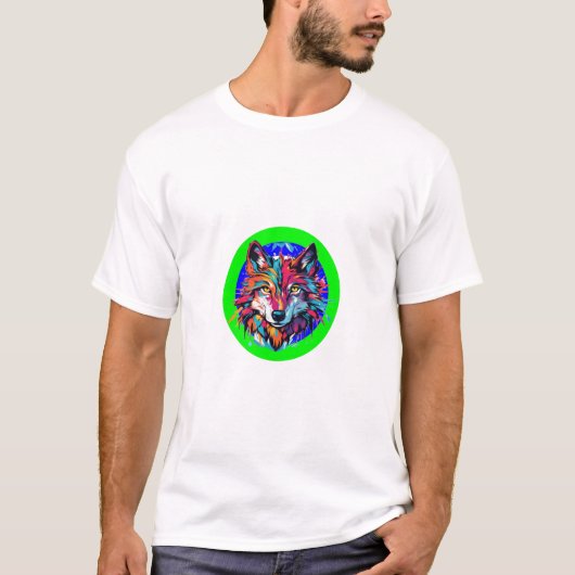 Wolf, Abstrakter Technicolor Wolf Burst T-Shirt (Vorderseite)