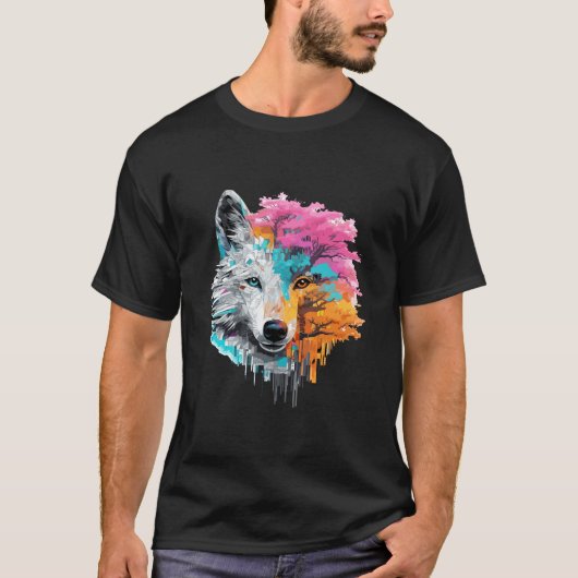 Wolf Alpha Animal World Predator Wild Nature Art T-Shirt (Vorderseite)