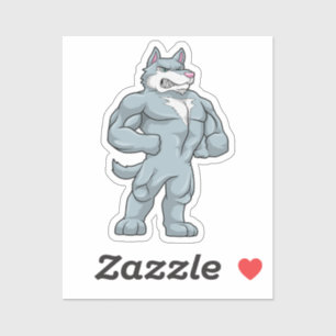 Wolf als Bodybuilder Extrem Aufkleber