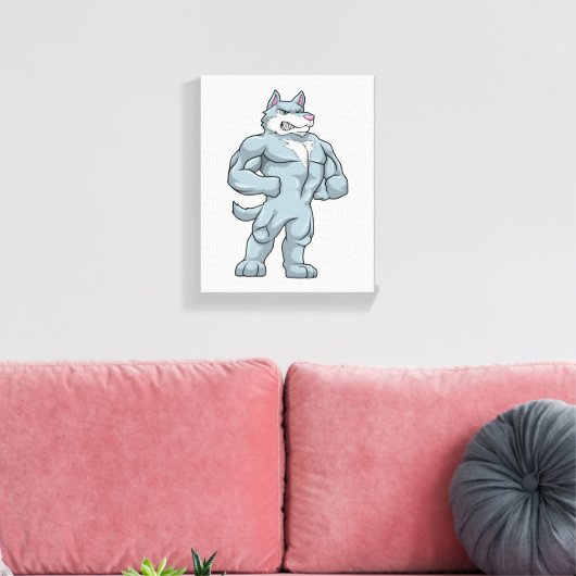 Wolf als Bodybuilder Extrem Leinwanddruck (Insitu (Wohnzimmer))