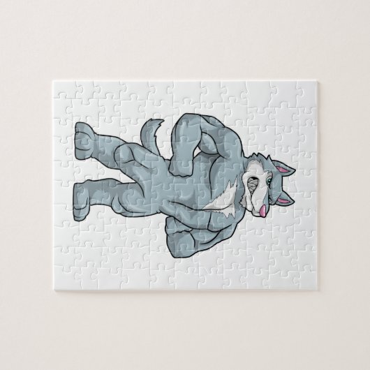 Wolf als Bodybuilder Extrem Puzzle (Horizontal)