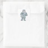 Wolf als Bodybuilder Extrem Quadratischer Aufkleber (Tasche)