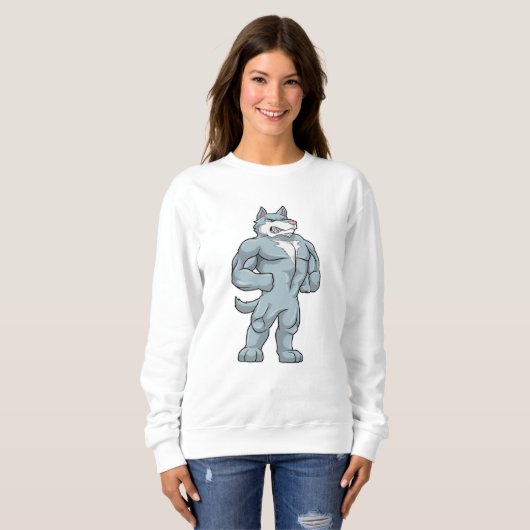 Wolf als Bodybuilder Extrem Sweatshirt (Vorne ganz)