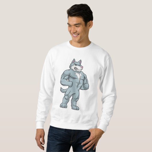 Wolf als Bodybuilder Extrem Sweatshirt (Vorne ganz)