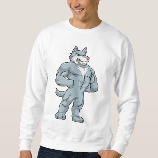 Wolf als Bodybuilder Extrem Sweatshirt (Vorderseite)