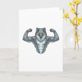 Wolf als Bodybuilder mit großen Muskeln Karte (Gelbe Blume)