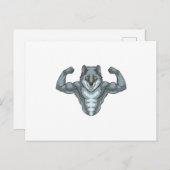 Wolf als Bodybuilder mit großen Muskeln Postkarte (Vorne/Hinten)