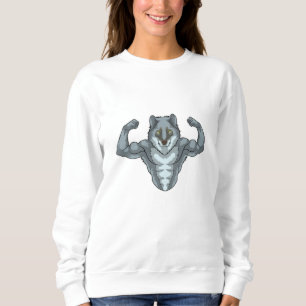 Wolf als Bodybuilder mit großen Muskeln Sweatshirt