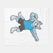 Wolf als Bodybuilder mit großen Oberarmen Fleecedecke (Vorderseite (Horizontal))