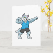 Wolf als Bodybuilder mit großen Oberarmen Karte (Gelbe Blume)