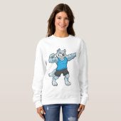 Wolf als Bodybuilder mit großen Oberarmen Sweatshirt (Vorne ganz)