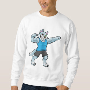Wolf als Bodybuilder mit großen Oberarmen Sweatshirt