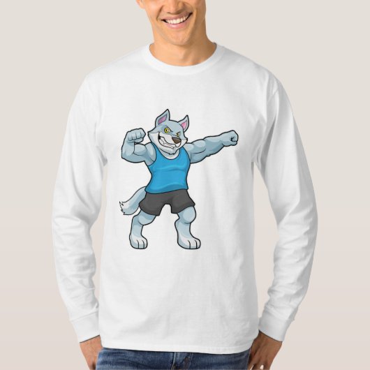 Wolf als Bodybuilder mit großen Oberarmen T-Shirt (Vorderseite)