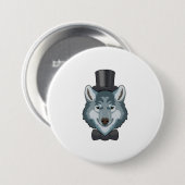 Wolf als Bräutigam mit Bogen Button (Vorne & Hinten)