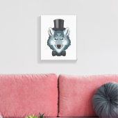 Wolf als Groom mit Bow Leinwanddruck (Insitu (Wohnzimmer))