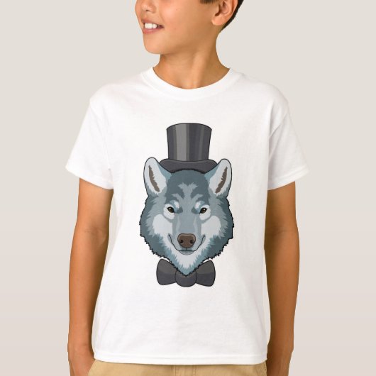 Wolf als Groom mit Bow T-Shirt (Vorderseite)