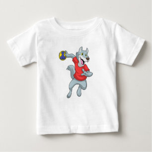 Wolf als Handballspieler mit Handball Baby T-shirt