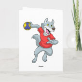 Wolf als Handballspieler mit Handball Karte (Rückseite)