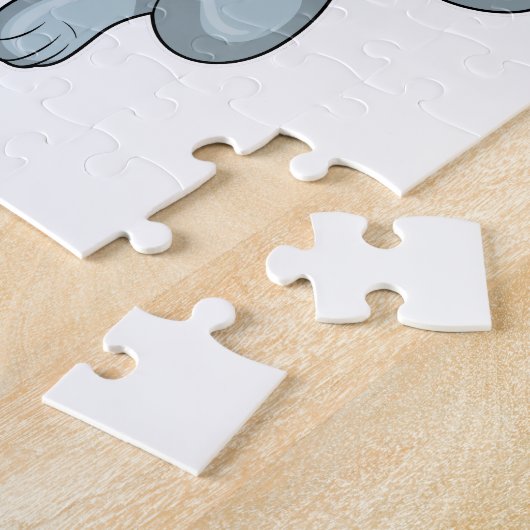 Wolf als Handballspieler mit Handball Puzzle (Seite)