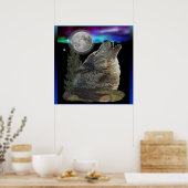 Wolf am Nachtplakat Poster (Küche)