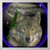 Wolf am Nachtposter Poster (Vorne)
