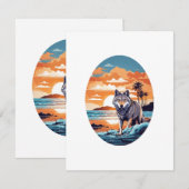 Wolf am Strand Begleitkarte (Vorne/Hinten)