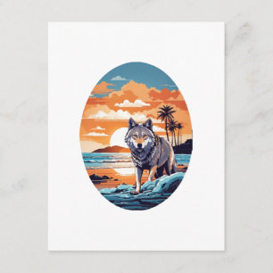 Wolf am Strand Begleitkarte