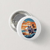 Wolf am Strand Button (Vorne & Hinten)