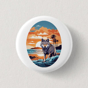 Wolf am Strand Button