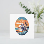 Wolf am Strand Einladung (Stehend Vorderseite)