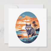 Wolf am Strand Einladung (Rückseite)