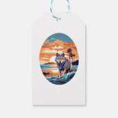 Wolf am Strand Geschenkanhänger (Rückseite)
