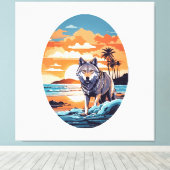 Wolf am Strand Leinwanddruck (Insitu (Holzboden))