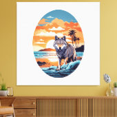 Wolf am Strand Leinwanddruck (Insitu (Wohnzimmer))