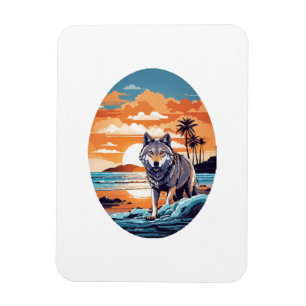 Wolf am Strand Magnet