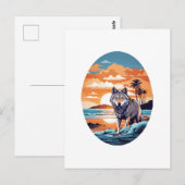 Wolf am Strand Postkarte (Vorne/Hinten)