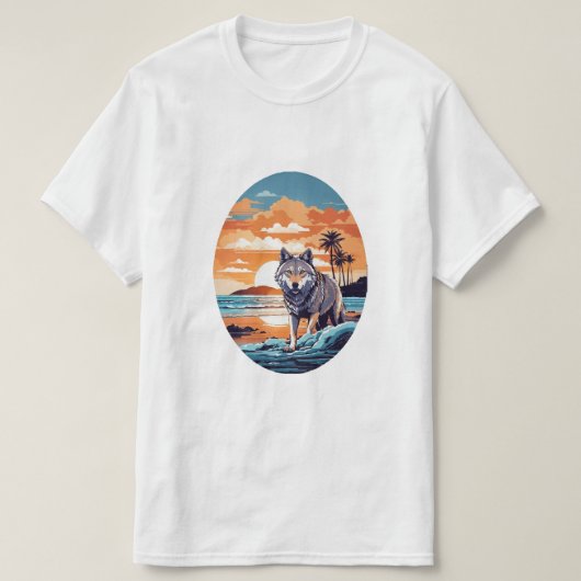 Wolf am Strand T-Shirt (Design vorne)