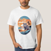 Wolf am Strand T-Shirt (Vorderseite)