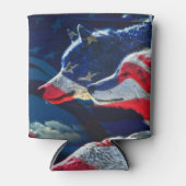 Wolf American Flag Full Moon Dosenkühler (Vorderseite)