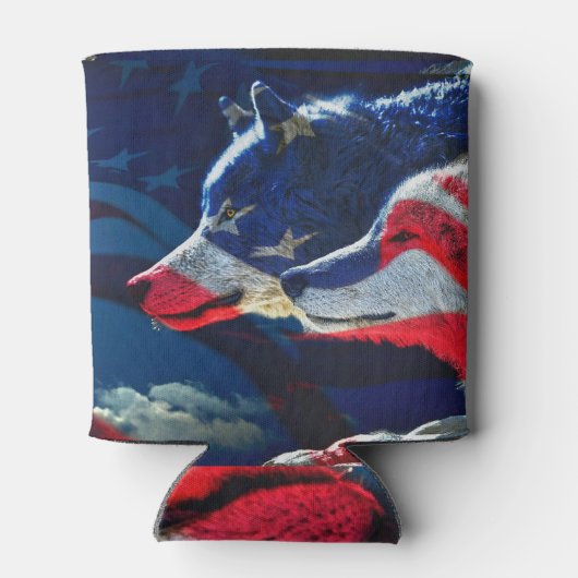 Wolf American Flag Full Moon Dosenkühler (Rückseite)