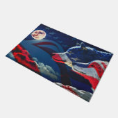Wolf American Flag Full Moon Fußmatte (Schrägansicht)