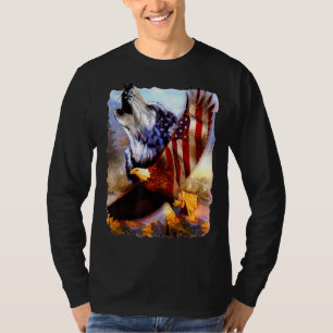Wolf American Flag Independence Patriotic 4. J T-Shirt