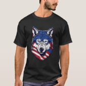 Wolf American Flag USA 4. Juli Patriotic Wolf Fac T-Shirt (Vorderseite)