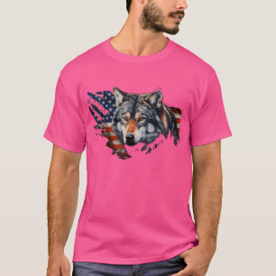 Wolf American Flag Usa 4th July Patriotic Wolf T-Shirt