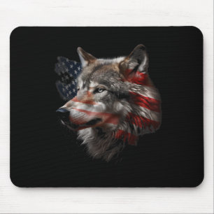Wolf American Flag Usa Patriotic Wolf Lover Women Mousepad