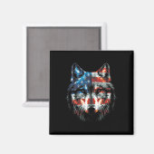 Wolf American Us Flag Wolf L Magnet (Vorderseite/Rückseite)
