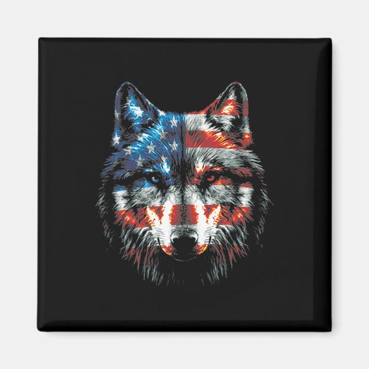 Wolf American Us Flag Wolf L Magnet (Vorne)