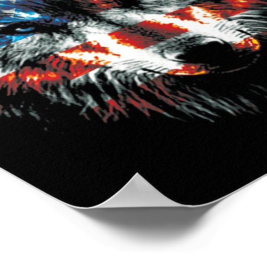 Wolf American Us Flag Wolf L Poster (Ecke)