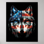 Wolf American Us Flag Wolf L Poster (Vorne)