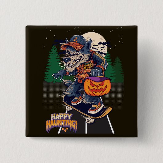 WOLF AN HALLOWEEN-KNOPF BUTTON (Vorderseite)